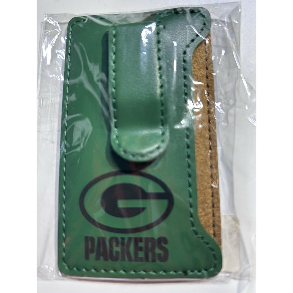 NFL Green Bay Packers Leather Stick-on Wallet Money Clip For Phones